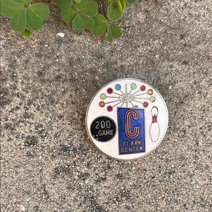 Vintage Clark Center Bowling Pin Badge